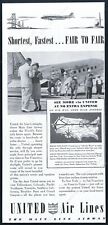 1939 United Airlines plane photo USA system map vintage print ad picture