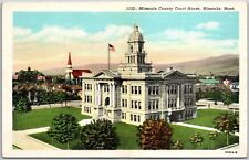 Missoula Montana MT, County Court House Building, Grass Lawn, Vintage Postcard picture