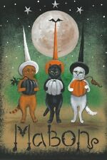 LE 4X6 HALLOWEEN POSTCARD 5/200 RYTA BLACK CAT FALL AUTUMN EQUINOX WITCH MABON picture