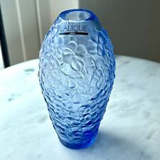Vintage LALIQUE Paris RARE Glass Crystal “Violeta” Bud Vase Blue LABEL Violet picture