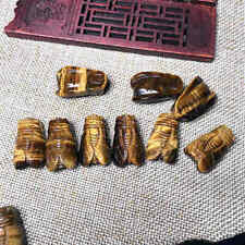 10Pcs AAA Natural Tiger's Eye Quartz Stone Crystal Carved Cicada Pendant Healing picture