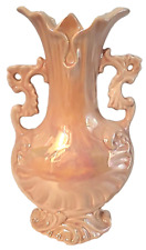 Vtg Vase Ceramic Iridescent Pink 9