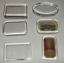 lot of 6 Glass Paperweights antique clear tinted 4 blank 2 picture picture