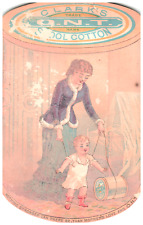 Clark's O.N.T. Spool Cotton Victorian Trade Card Spool-Shaped Card Woman & Child picture