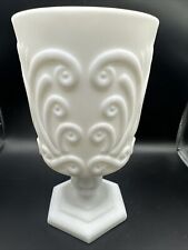 Imperial Satin White Cerulean Pressed Glass Water Wine Goblet Scroll picture