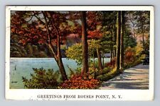 Rouses Point NY-New York, Scenic Greetings, River Vintage c1929 Postcard picture