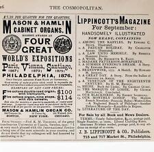 1877 Mason & Hamlin Organ Co World Expositions Paris Vienna Santiago PA Print AD picture