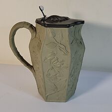 1835 William Ridgway Drabware Pitcher w/ Pewter Lid W Ridgway England picture