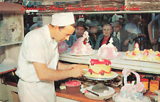 Los Angeles CA, Greetings Farmers Market Baker Cake Decorating, Vintage Postcard picture