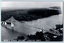 Lansing Iowa IA Postcard RPPC Photo View Of Black Hawk Bridge c1950's Vintage picture