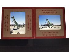 1951 Kodak Red Border Slide Jensen UTAH Utoco Gas Station Dinosaur Roadside #8 picture