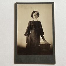 Antique Cabinet Card Photograph Very Beautiful Young Woman Daisy In Hair Dress picture