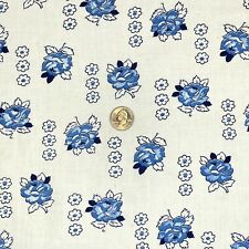 Vtg Floral Feed Sack Flowers Blue White Cotton Feedsack 44 X 36 READ picture