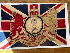 Real Original British Queen Elizabeth Coronation Flag From 1953-England picture