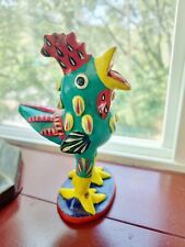 Folk Art Handcrafted Hand painted Art Deco Chicken Rooster Clay Ortega picture