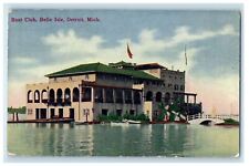 1914 Boat Club Belle Isle Canal, Detroit Michigan MI Posted Antique Postcard picture