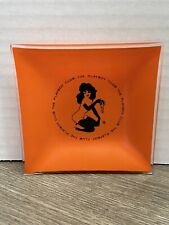 The Playboy Club Glass Ashtray Vintage Orange 1960s Bunny Holding Key Coin Tray picture