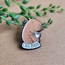 Funny Cute Capybara Enamel Metal Pin Badge - Cafe Bara Pin Gift picture