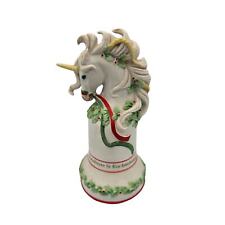 Vintage 1988 Enesco Porcelain Unicorn Bell Christmas is Enchantment picture