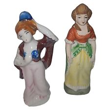 2 Vintage Made In Japan Miniature Ceramic People Figurines 3