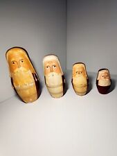 Vintage Handcrafted Wood 4-Piece Stackable Santa Claus Nesting Dolls (4) picture