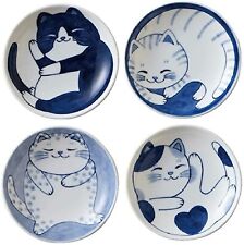 Japanese Small Plate Set Ceramic Cute Cats Design Appetizer Dessert Sushi Sau... picture