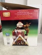 Christmas Holiday Living Animated LED Plush Santa 16in Chimney W/Rudolph picture