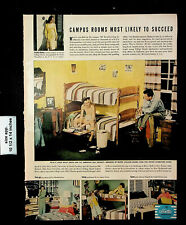 1946 Bates Fabrics Campus Dorm Room College School Vintage Print Ad 25874 picture