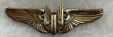 USAAF WW2 AERIL GUNNER WINGS 3 INCH PINBACK A.E. CO UTICA, NY STERLING picture