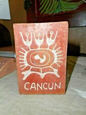 CANCUN RED STONE VINTAGE MATCH BOX HOLDER/AZTEC GRAPHICS ON FRONT  picture