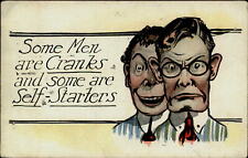 Pun comic antique car dapper men shirt tie c1910 postcard picture
