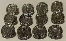 Vintage CHANEL Paris France Coco Chanel Small Pewter Buttons Set of 12 picture