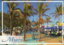 Fort Myers Florida, Palm Trees Clock Bicycle, Beaches & Resort Hotels - Postcard picture