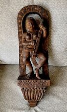 Antique Hand Carved Wood Hindu Goddess Saraswati Figure Statue 22