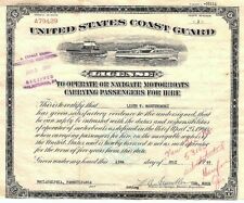 ULTRA RARE LG 1957 US COAST GUARD BOAT OPERATING LICENSE VINTAGE PICTORIAL GEM picture