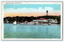 1934 View Of Sailboat And Dock Arnolds Park Lake Okoboji Iowa IA Posted Postcard picture