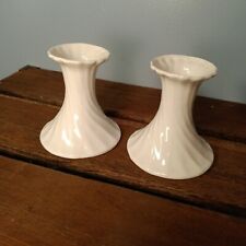White Ceramic/Porcelain Candlestick Holders, Set Of 2, Swirl Design picture