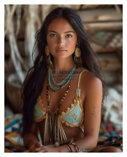 GORGEOUS YOUNG NATIVE AMERICAN LADY WOMEN 8X10 FANTASY PHOTO picture