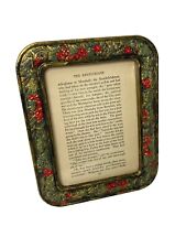 Vintage Gold Ornate Picture Frame Hand Painted Red Roses Holds 4.5