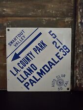 Porcelain Swartout Valley LA County Park Sign Palmdale Llano Auto Club So Cal picture