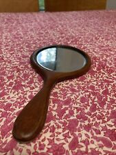 VTG Antique Rosewood Hand Mirror Brass Floral Accent 10” Beautiful Craftsmanship picture