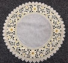 20“ Round Organza Embroidered Lace Rhine Stone Doily Doilies Gold Wedding Decor picture