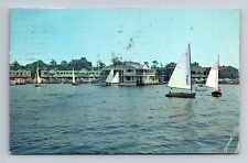 Southern Rhode Island Harbor Sailing Boating Postcard c1963 picture