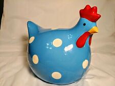 La Dolce Vita Hen House Collection Chicken Rooster Blue/White Polka Dots Ceramic picture