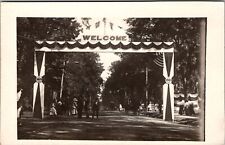 RPPC Town Centennial Celebration 1809 1909 Welcome Sign Horse Buggy Postcard T24 picture