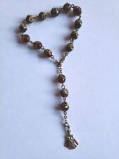 Vtg Red Glass Capped Rosary Beads Chaplet 6 In Infant Child Of Prague Medal 3/4 picture