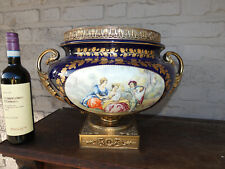 Vintage XL cobalt blue sevres decor Centerpiece bowl victorian picture