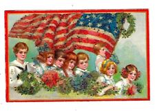 1909 Tucks Patriotic Postcard Decoration Day #173 US Flag, Embossed Glitter Card picture