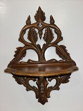 Vintage Carved Wooden Ornate 3D Shelf Leaf Vine Nut Pattern Black Forest Germany picture