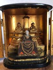 Buddhist Art Wooden Period Zushi Triad Buddha Statue picture